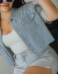 Distressed Hem Denim Jeans Shorts