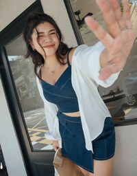 Denim Jeans Side Button Skorts