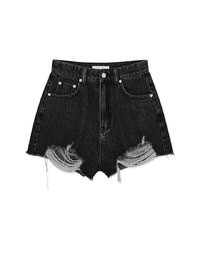 Distressed Hem Denim Jeans Shorts