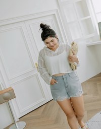 Distressed Hem Denim Jeans Shorts