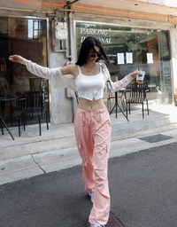 Large Pocket Drawstring Cargo Pants