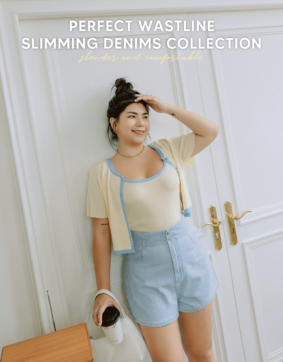 【Den!m LITE】Perfect Waistline Denim SHORTS Lightweigth Fabric Extra High Waisted Slimming Jeans Skirt DNA