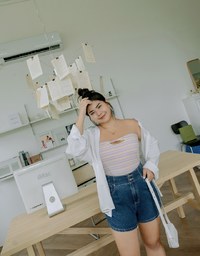 【Den!m LITE】Perfect Waistline Denim SHORTS Lightweigth Fabric Extra High Waisted Slimming Jeans Skirt DNA