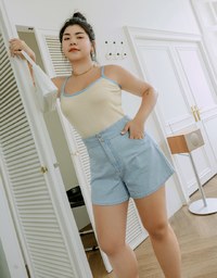 【Den!m LITE】Perfect Waistline Denim SHORTS Lightweigth Fabric Extra High Waisted Slimming Jeans Skirt DNA