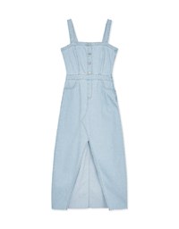 2Way Drawstring Slit Denim Jeans Long Dress