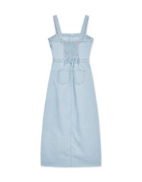 2Way Drawstring Slit Denim Jeans Long Dress