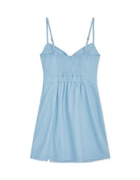 Gold Chain Heart Collar Denim Jeans Mini Dress (With Padding)
