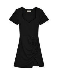 Knit Fitted Slit Mini Dress