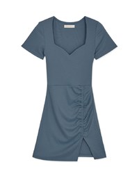 Knit Fitted Slit Mini Dress