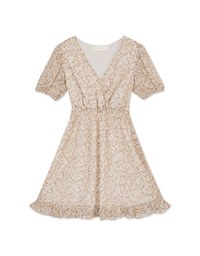 Floral Puff Sleeve Fishtail Mini Dress