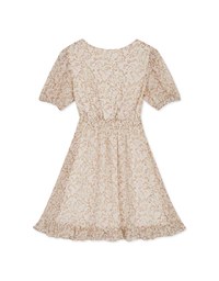 Floral Puff Sleeve Fishtail Mini Dress