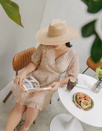 Floral Puff Sleeve Fishtail Mini Dress
