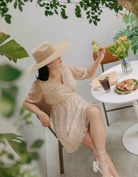 Floral Puff Sleeve Fishtail Mini Dress