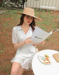 Diagonal Button Fishtail Mini Dress