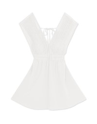 Deep V EmbroideredLace Strap Mini Dress (With Chest Pad)
