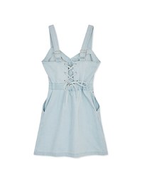 Strappy Cutout Denim Jeans Mini Dress