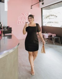 High Natural Waistline Short Sleeve Mini Dress