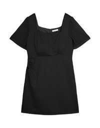 High Natural Waistline Short Sleeve Mini Dress