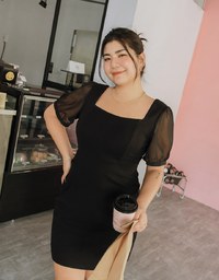 High Natural Waistline Short Sleeve Mini Dress