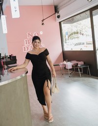 Flat Knotted Drawstring Slit Maxi Long Dress (With Padding)