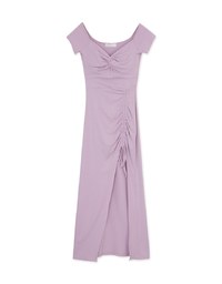 Flat Knotted Drawstring Slit Maxi Long Dress (With Padding)