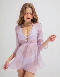 【Beach Cover】Translucent Ruffled Bikini Cover Up Dress