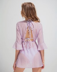 【Beach Cover】Translucent Ruffled Bikini Cover Up Dress