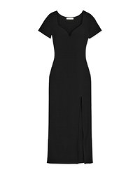 Push-Up Fitted Slit Knit Long Dress
