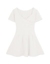 Heart Neck Pleated Mini Dress