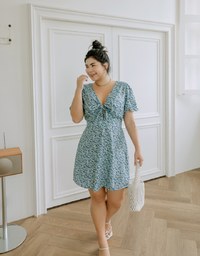 Ditsy Floral Tie Ribbon Mini Dress