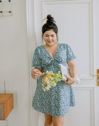 Ditsy Floral Tie Ribbon Mini Dress