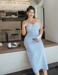 Halter Embellished Bra Padded Maxi Dress (With Padding)
