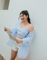 Two Piece Striped Long Blouse Shirt