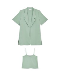Two Piece Collar Oversized Blazer with Shoulder Pads