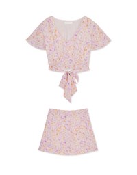 Render Print Back Tie-Up Skorts Set