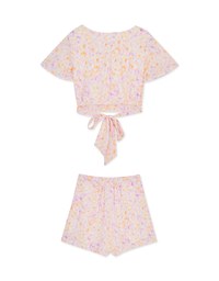 Render Print Back Tie-Up Skorts Set