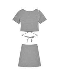 Square Neck Tie Knit Set Wear