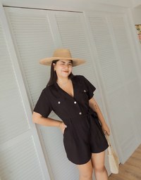 Lapel Collar Button Up Playsuit (With Sash)