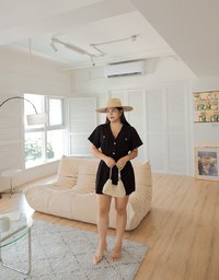 Lapel Collar Button Up Playsuit (With Sash)