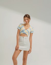 Cross-striped Knit Top
