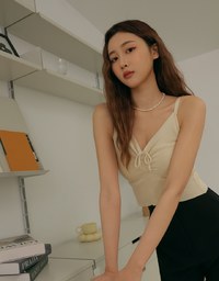 V Neck Scrunch Knit Cami Top