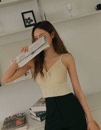 V Neck Scrunch Knit Cami Top
