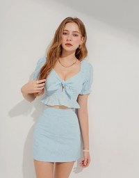 Embroidered Lace-Up Set Wear