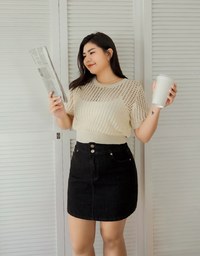 Hollow Hole Crop Knit Top