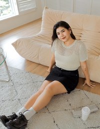 Hollow Hole Crop Knit Top