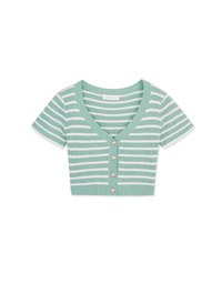 Striped Button- Knit Top