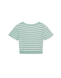Striped Button- Knit Top