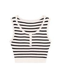 Striped Button Up Crop Tank Top