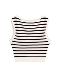 Striped Button Up Crop Tank Top