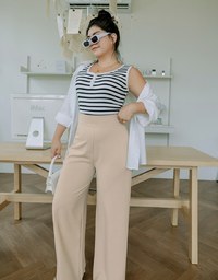 Striped Button Up Crop Tank Top
